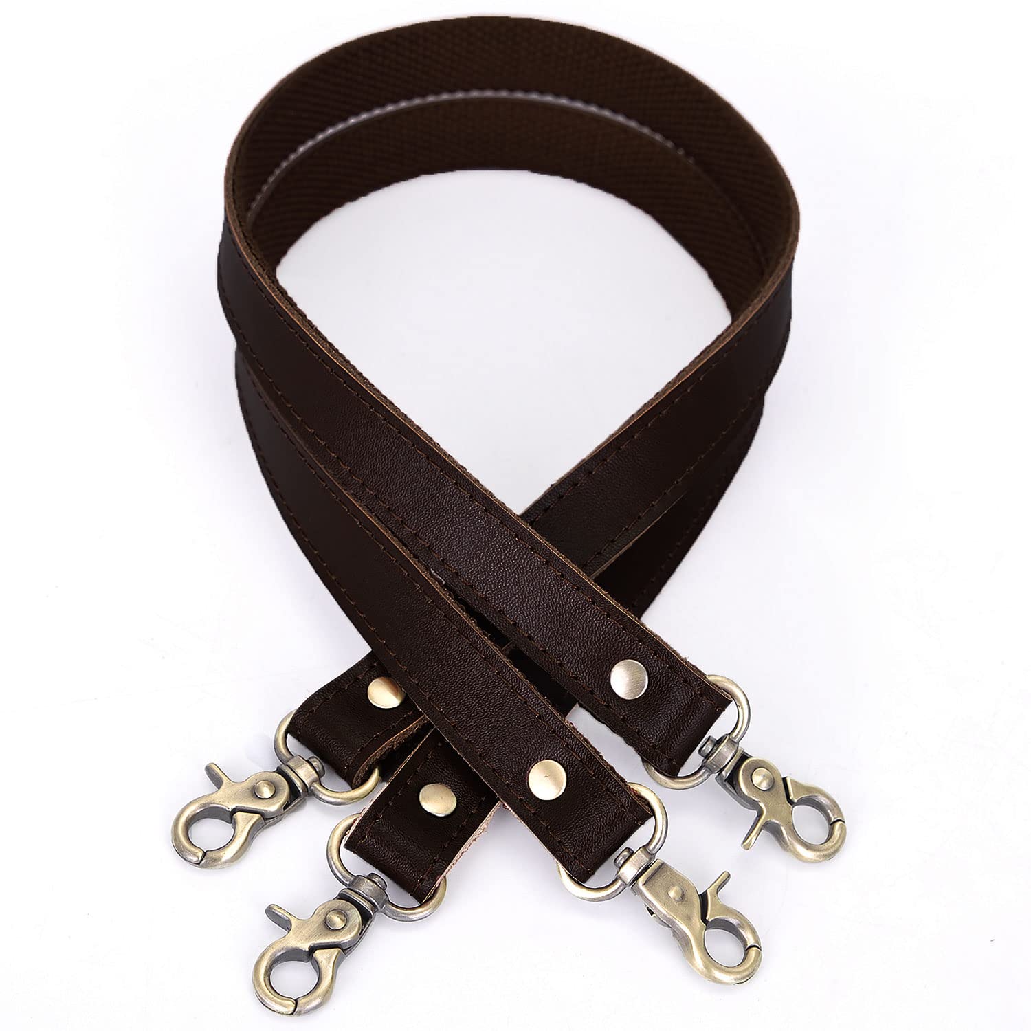 VanEnjoy Genuine Leather Bag Handles Replacement - Durable Sewn Canvas Backing for Purses & Totes - Perfect for DIY Bag Repair, Handbag Accessory Upgrade & Craft Projects