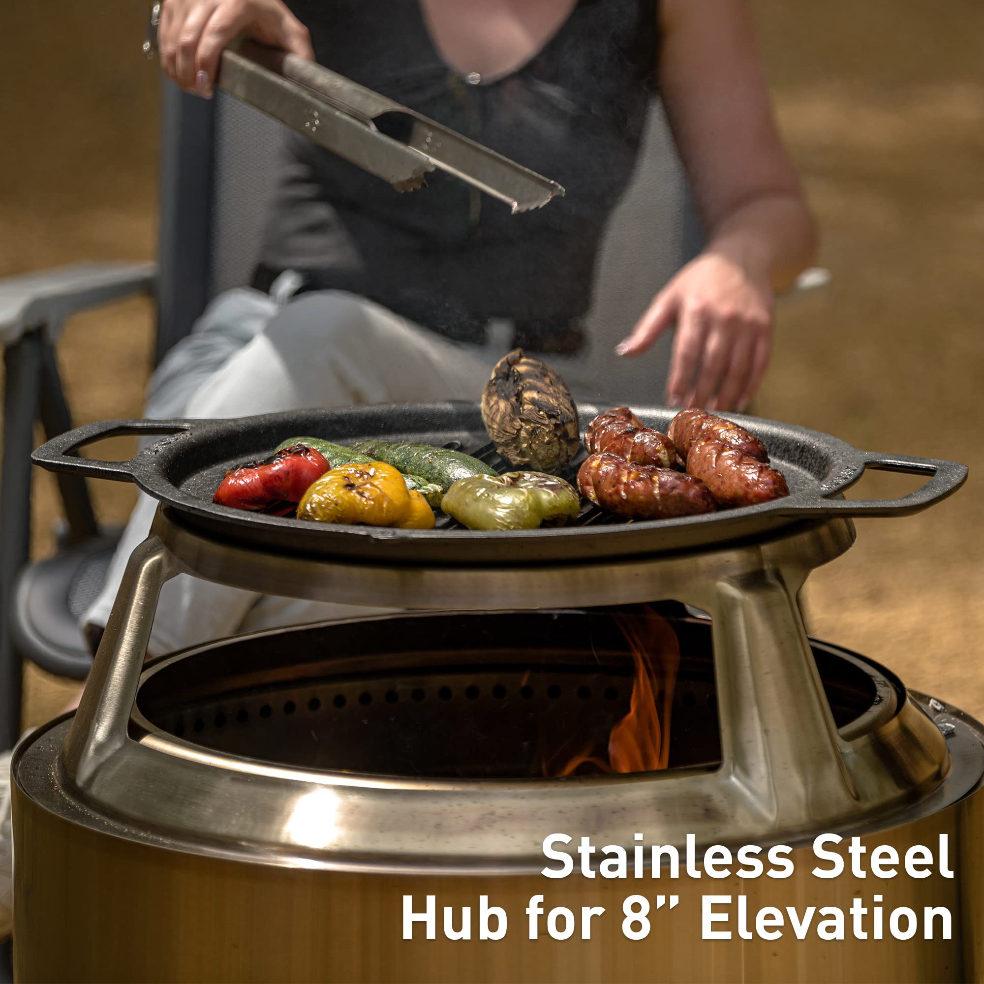 Solo Stove Yukon 2.0 Cast Iron Grill & Smokeless Fire Pit Bundle - Portable Wood Burning Outdoor Cooking Set with Stand, Grill Hub & Removable Ash Pan - 26.25in Height x 25.75in Diameter - Perfect for Backyard BBQs, Camping Trips & Patio Gatherings