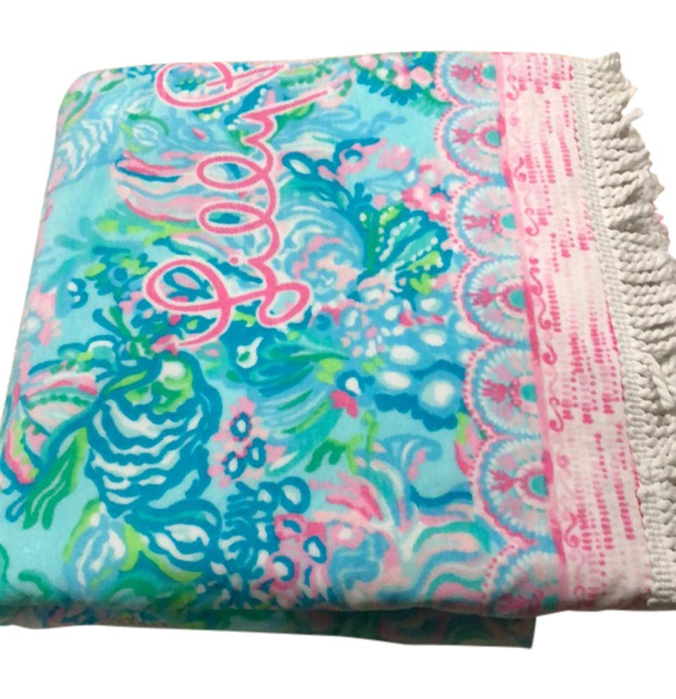 Lilly Pulitzer Blue Ibiza Aqua La Vista Beach Towel - Soft & Absorbent Oversized Towel for Pool, Beach, Picnic, Yoga & Outdoor Activities