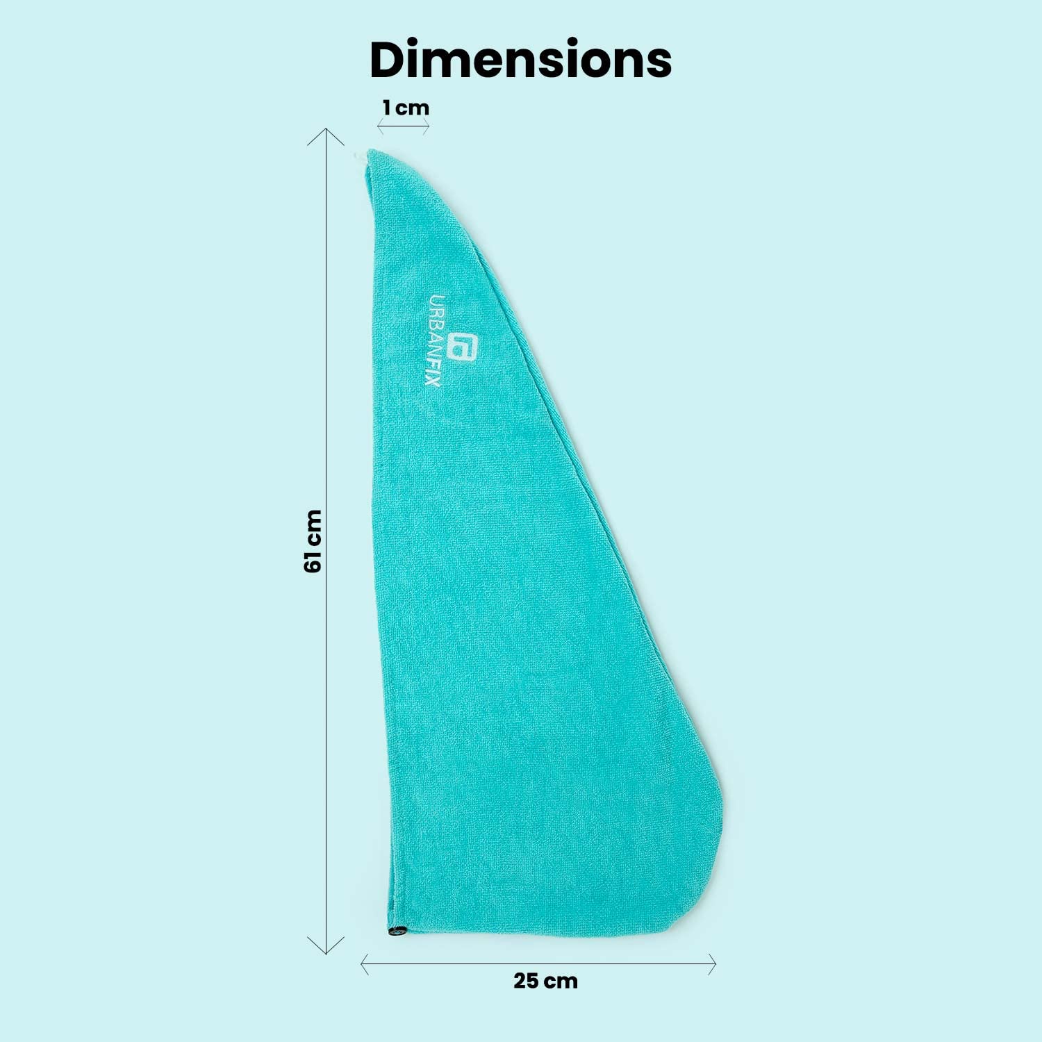 URBANFIX 100% Cotton Ultra Soft Hair Towel Wrap - Super Absorbent Microfiber Hair Drying Towel (360 GSM) | Salon Quality Hair Dry Cap & Bath Towel | Quick Dry for Wet Hair After Shower | Aqua Color (Set of 1) | Perfect for Home, Salon, Travel & Gym Use