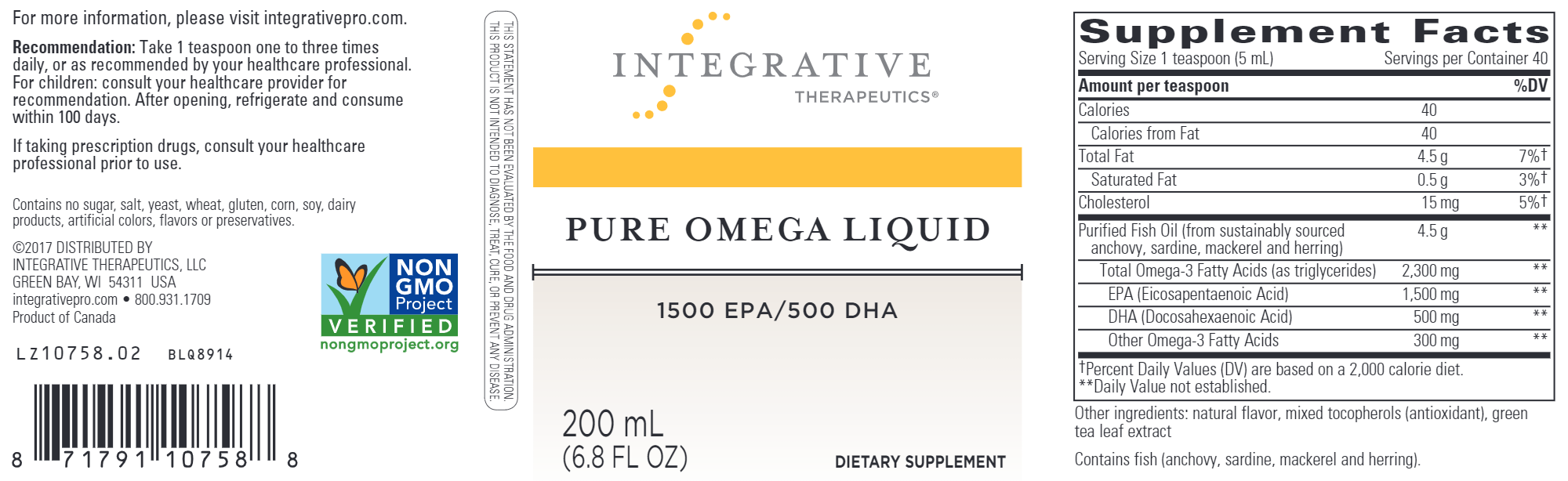 Premium Omega-3 Fish Oil Liquid Supplement - 100% Pure & Natural EPA DHA for Heart, Brain & Joint Health - Supports Immunity & Cognitive Function - Great for Adults & Kids - Use Daily for Optimal Wellness