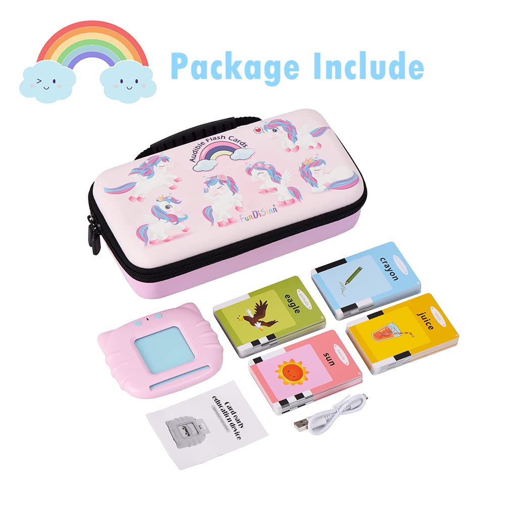 Interactive Talking Flash Cards with Storage Case - Early Learning Educational Toys for Toddlers Ages 2-5 | Boys & Girls Preschool Learning Activities | Perfect Gift for Birthday & Christmas (Pink) | Ideal for Home, Classroom & Travel Use