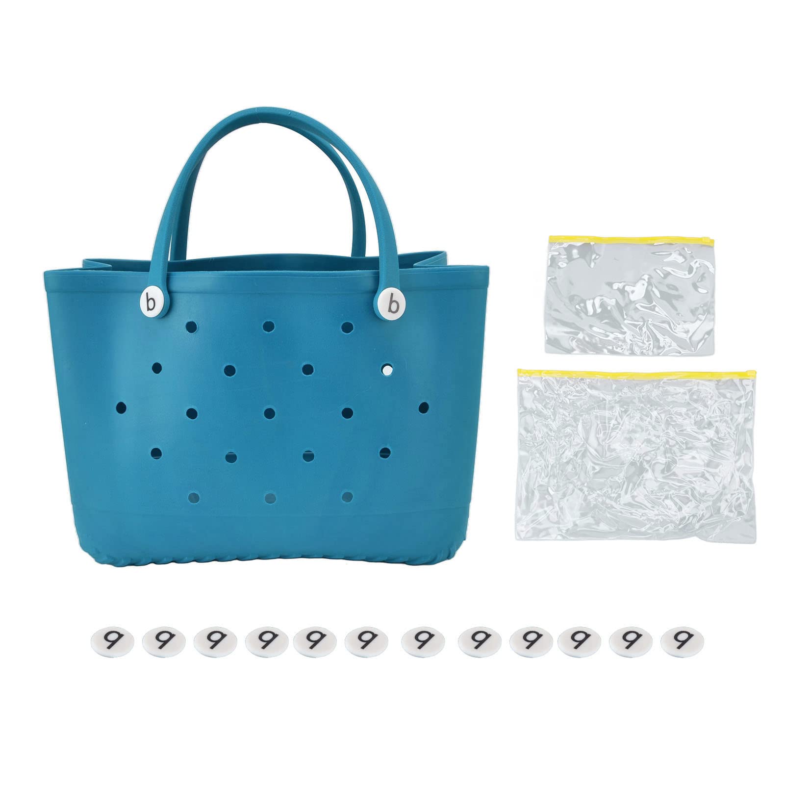 UBERSWEET® Premium EVA Beach Bag - Waterproof & Durable Tote for Cosmetics, Shampoo, Toys & Beach Essentials in Cyan | Perfect for Pool, Vacation & Summer Outings