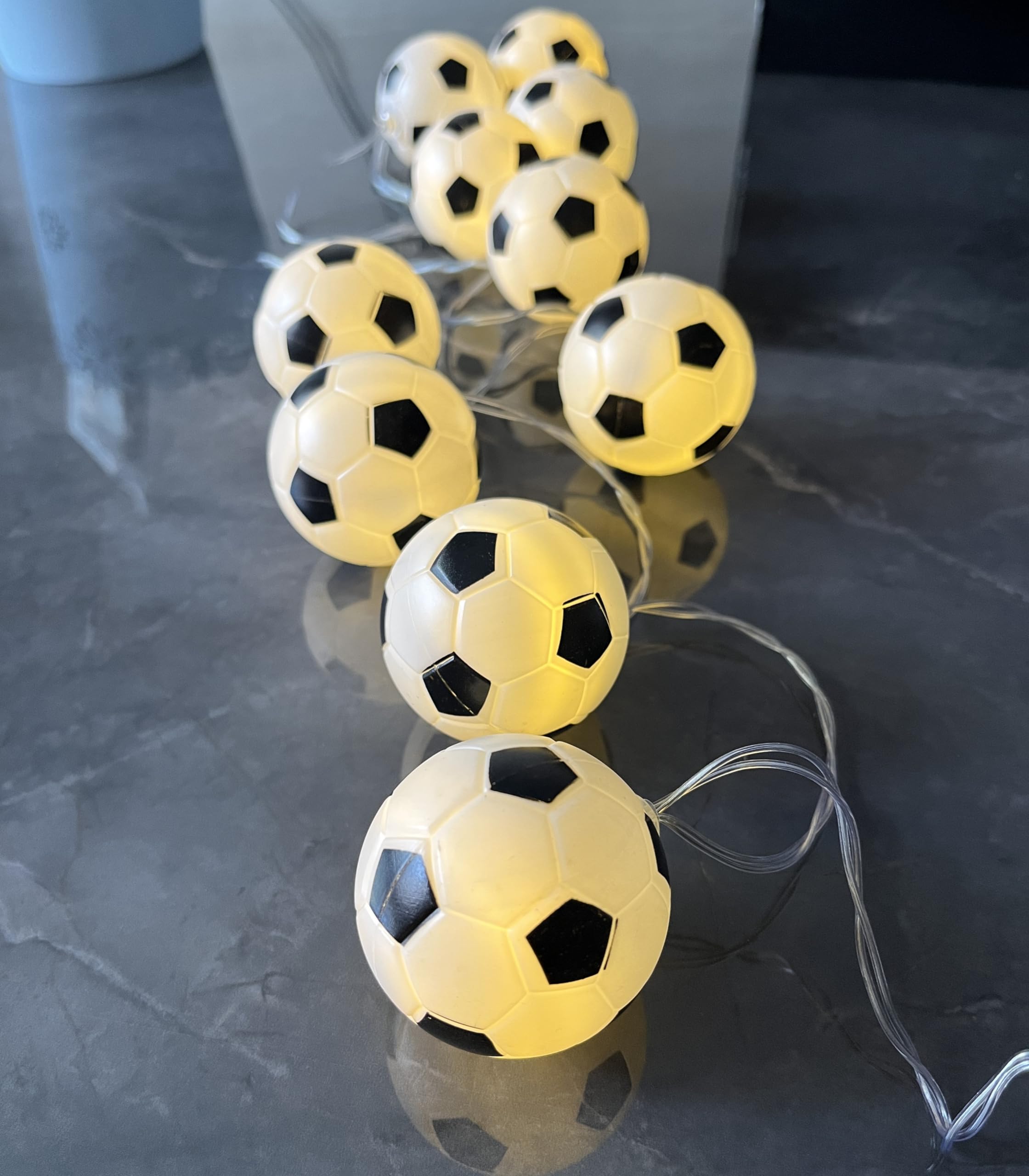 Soccer Ball String Lights - 10 LED Battery Fairy Lights for Kids' Room Decor | Birthday Christmas Party Gift