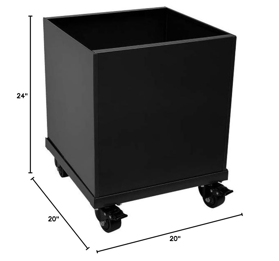 Black Aluminum Square Planter with Casters - Modern Indoor/Outdoor Plant Pot for Home, Office, and Garden Decor