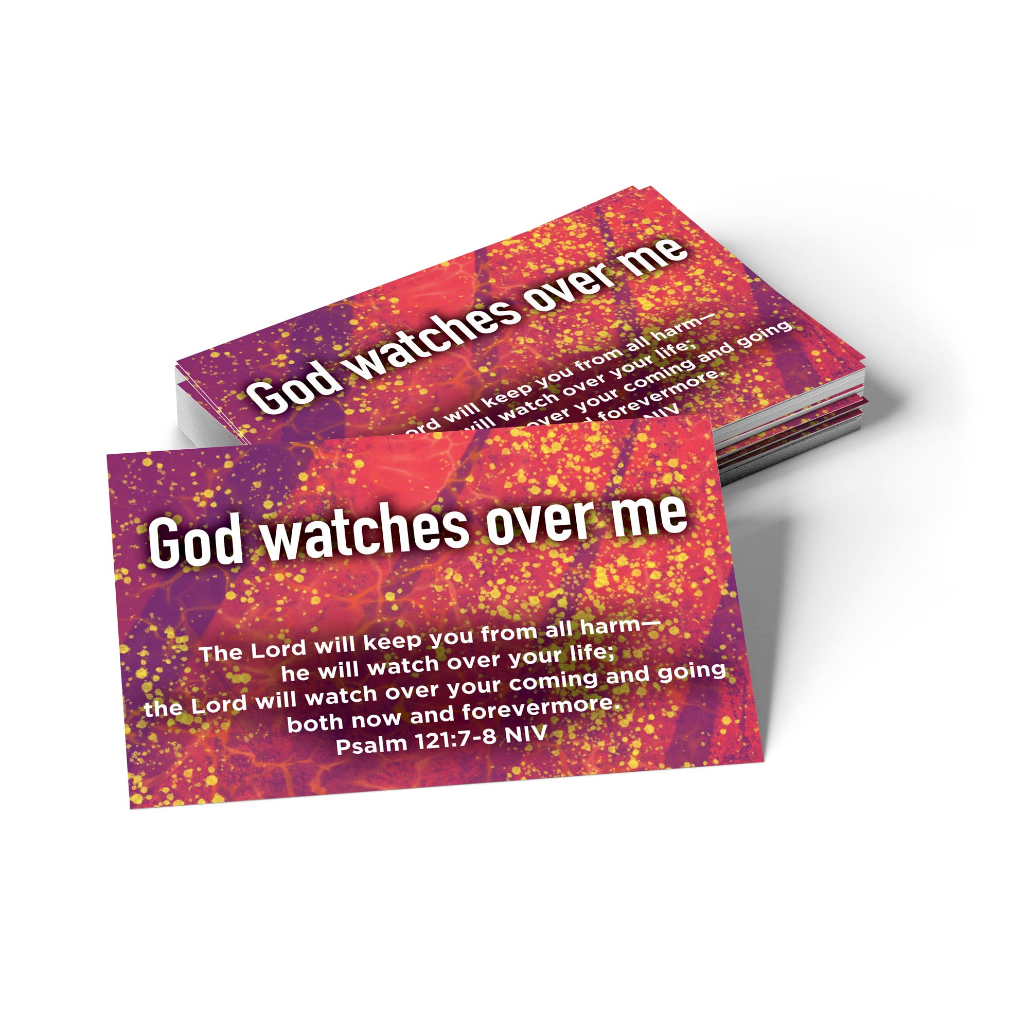 Bulk Pack of 25 'God Watches Over Me' Psalm 121:7-8 Scripture Cards - Christian Bible Verse Affirmation Cards for Kids, Sunday School, Youth Group & Church Ministry - Perfect for Daily Devotions, Bible Study & Spiritual Encouragement