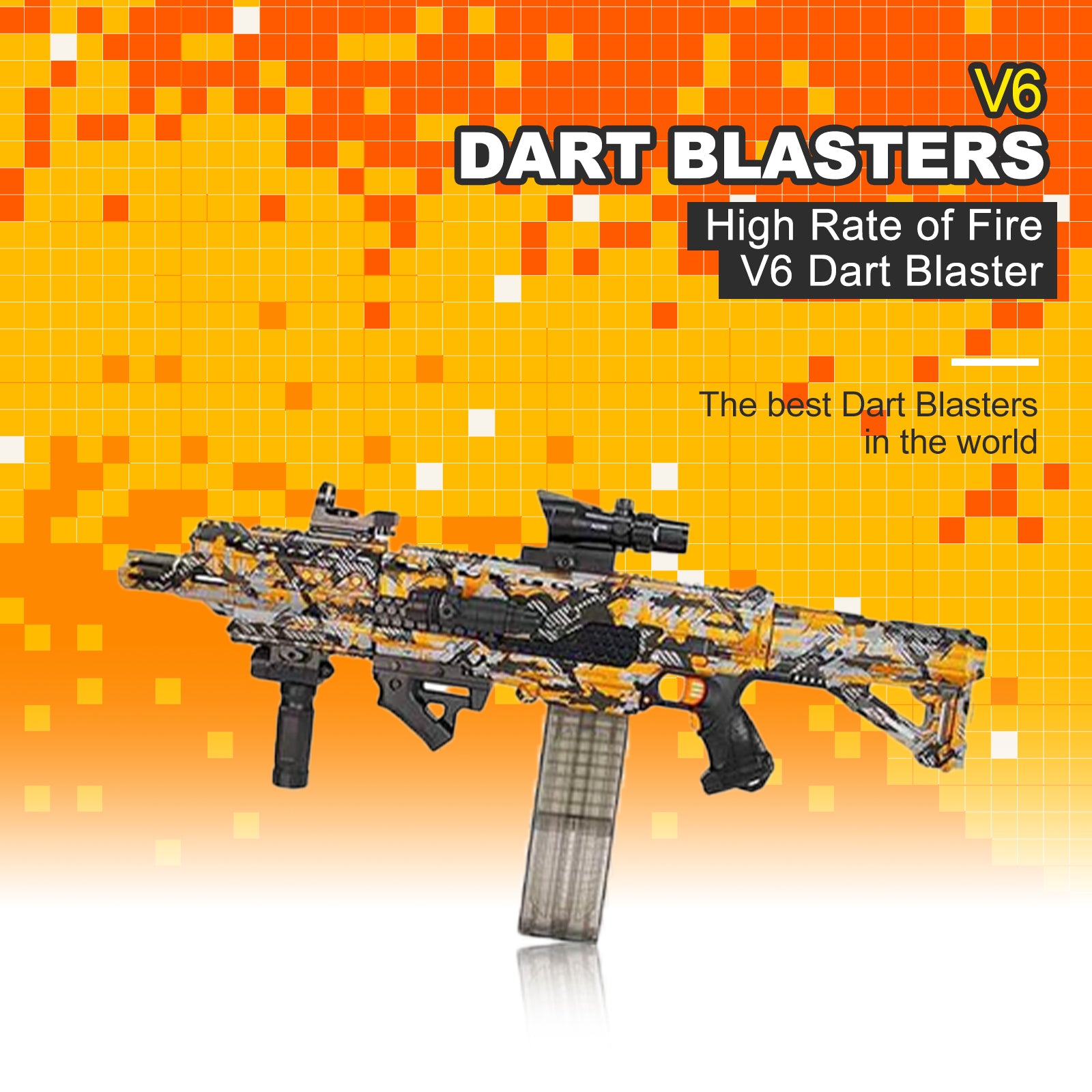 High-Speed V6 Dart Blaster Toy - Rapid Fire Foam Dart Gun for Outdoor & Indoor Nerf Battles, Team Games & Target Practice
