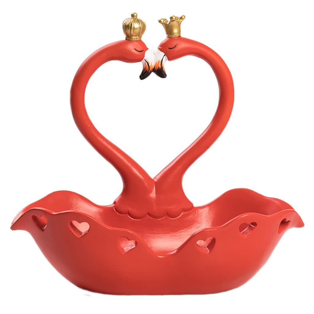 Flamingo Key Holder & Storage Bowl - Decorative Animal Figurine for Keys, Coins, Jewelry, Phone & Wallet - Red Desktop Organizer for Home, Office & Entryway Decor