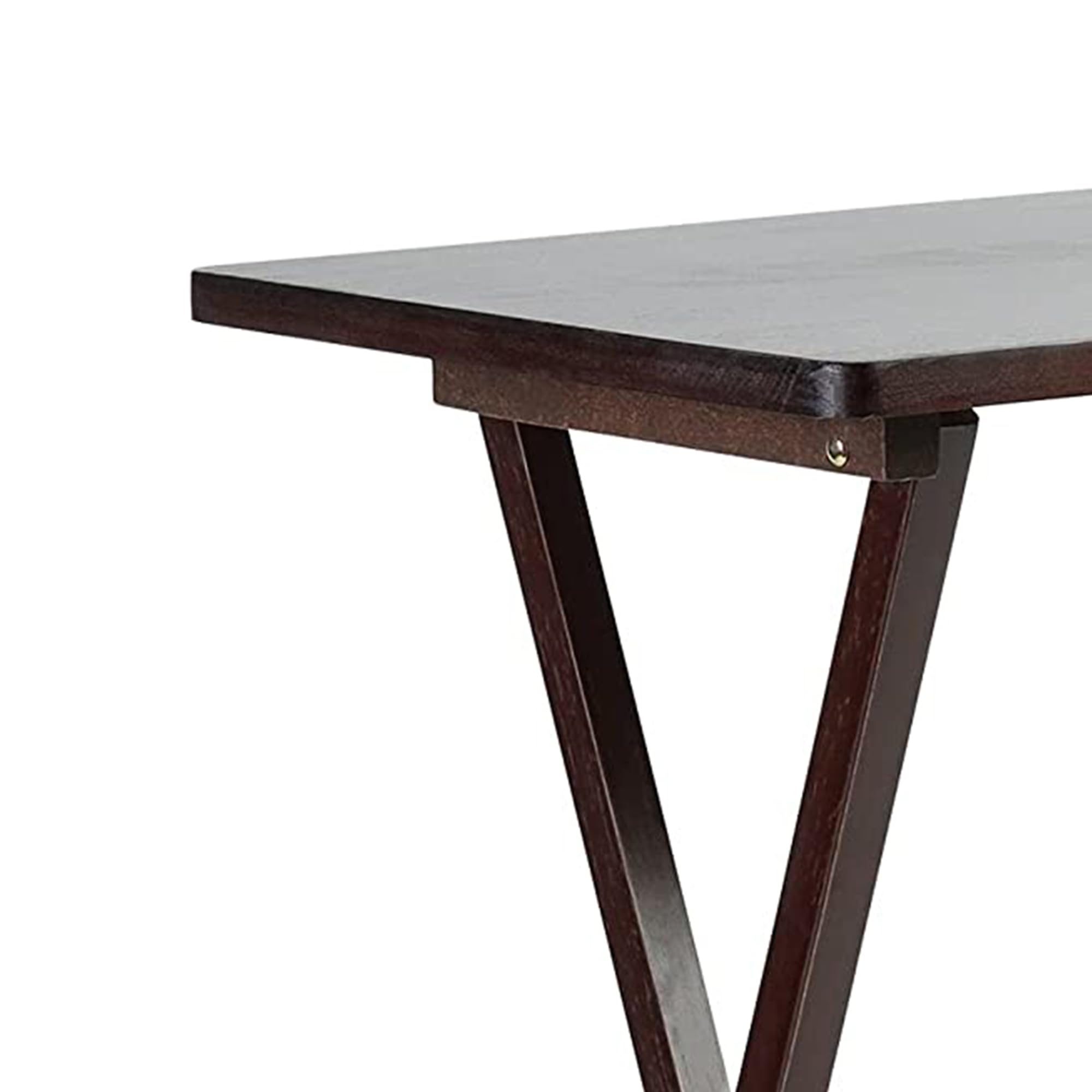 Premium Solid Wood Folding TV Tray Table with Storage Rack - Portable Snack Serving Tray for Living Room, Bedroom & Outdoor Use - Espresso Brown (Set of 7) - Perfect for Movie Nights, Breakfast in Bed & Patio Dining