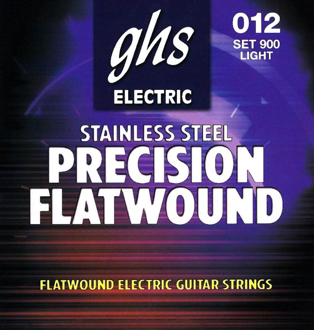 GHS Strings Precision Flats Stainless Steel Flat Wound Electric Guitar Strings Light Gauge (12-50) - Model 900 SET - Perfect for Jazz, Blues & Studio Recording