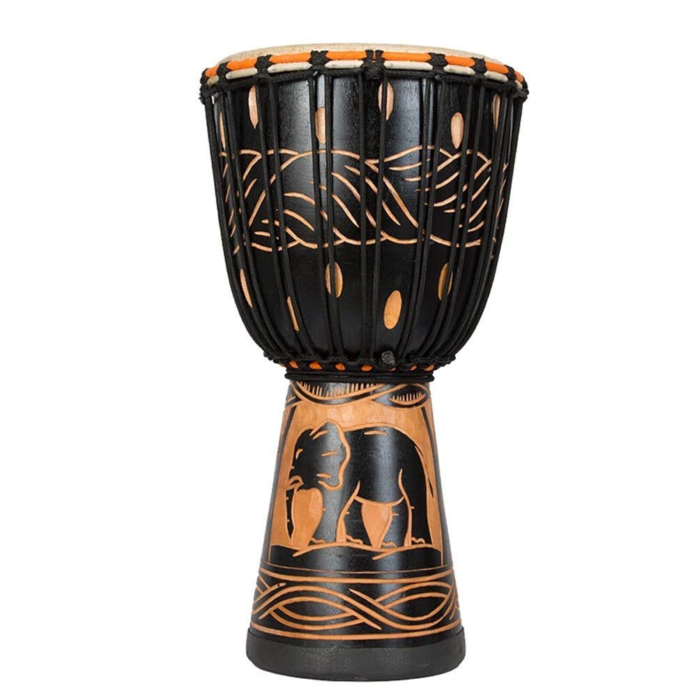 Hand-Painted 8 Inch African Djembe Drum - Mahogany Wood with Goatskin Drumhead, Authentic Bongo Congo Design, Handmade Carved Elephant Patterns | Perfect for Kids, Beginners, Music Class, Cultural Events & Home Decor