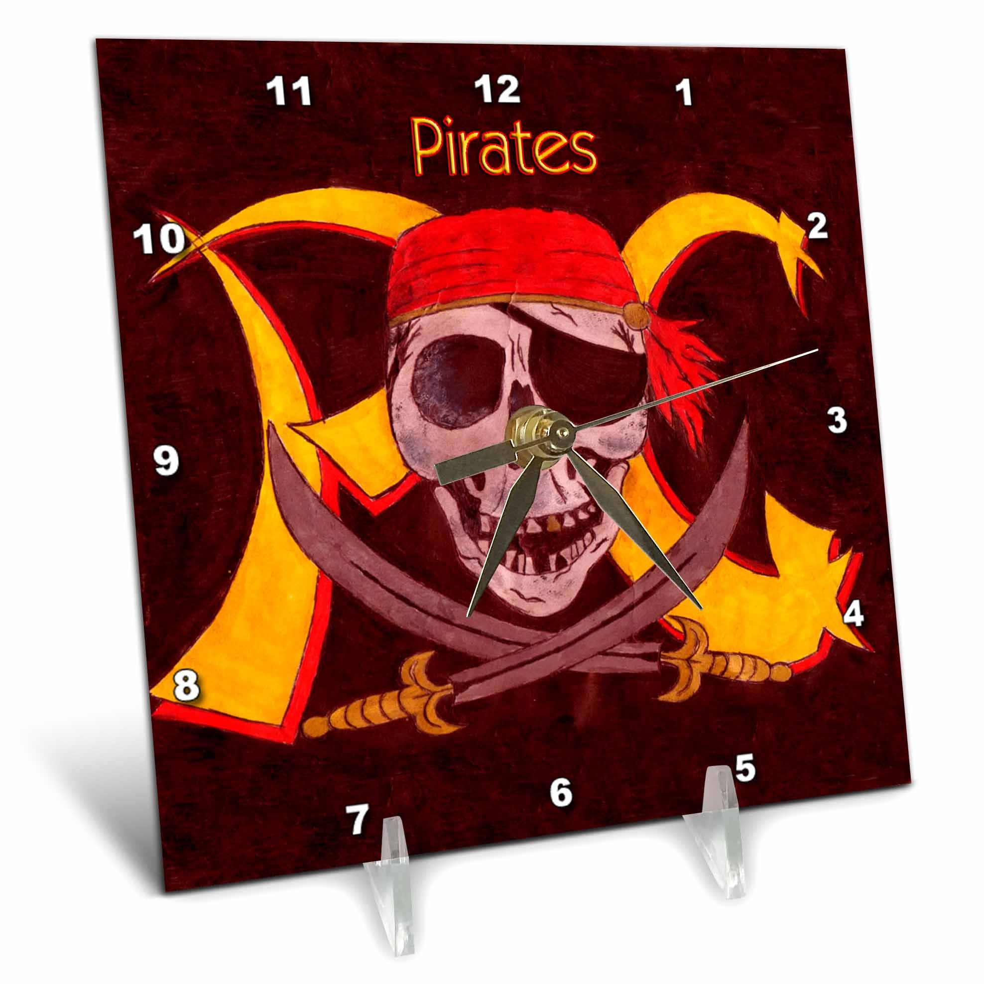 3D Rose Pirates Themed Desk Clock - 6x6 Inch Digital Alarm Clock with LED Display | Perfect for Home, Office, or Gift Giving