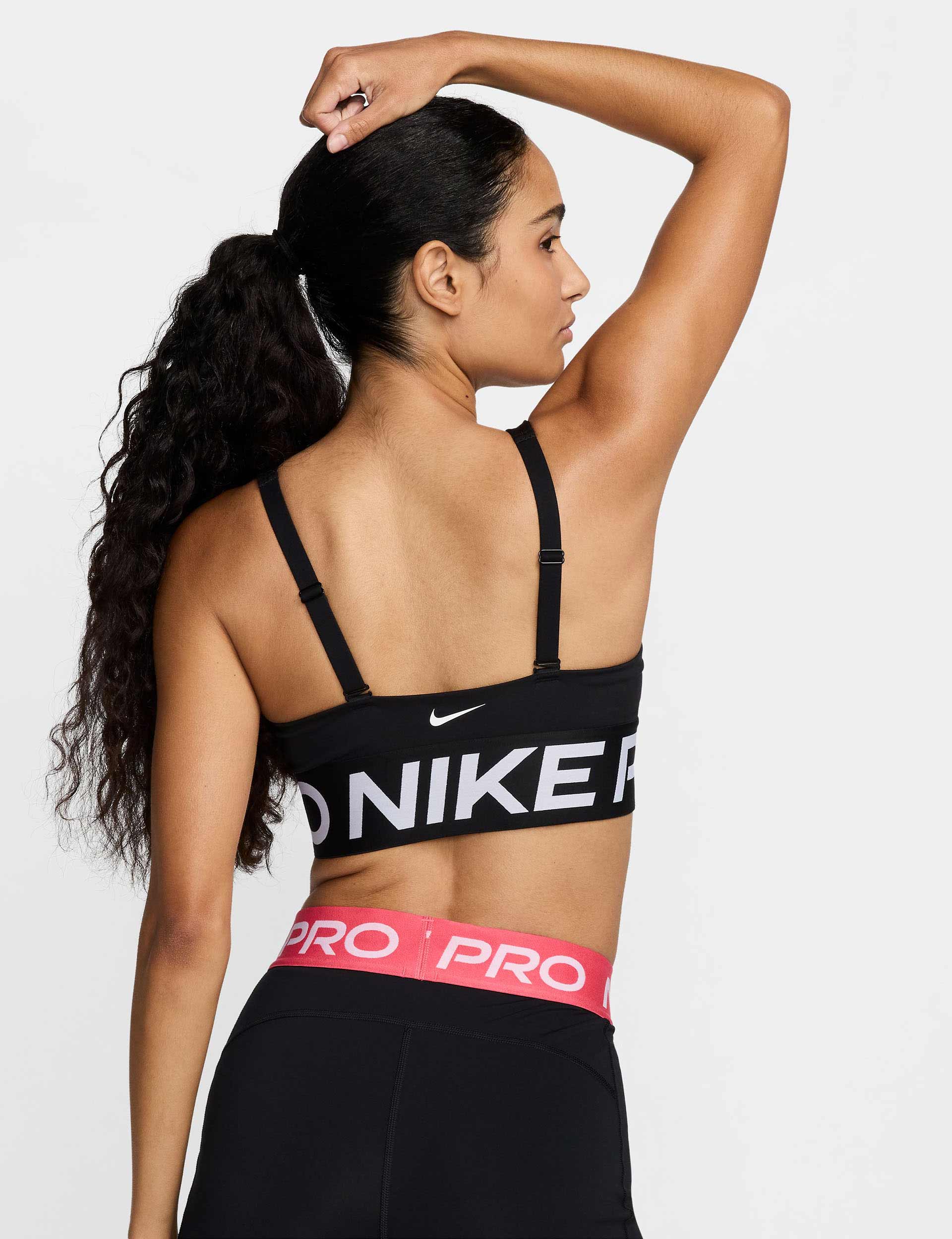 Pro Indy Plunge Medium Support Sports Bra - Black/White - High-Impact Workout & Yoga Activewear for Women