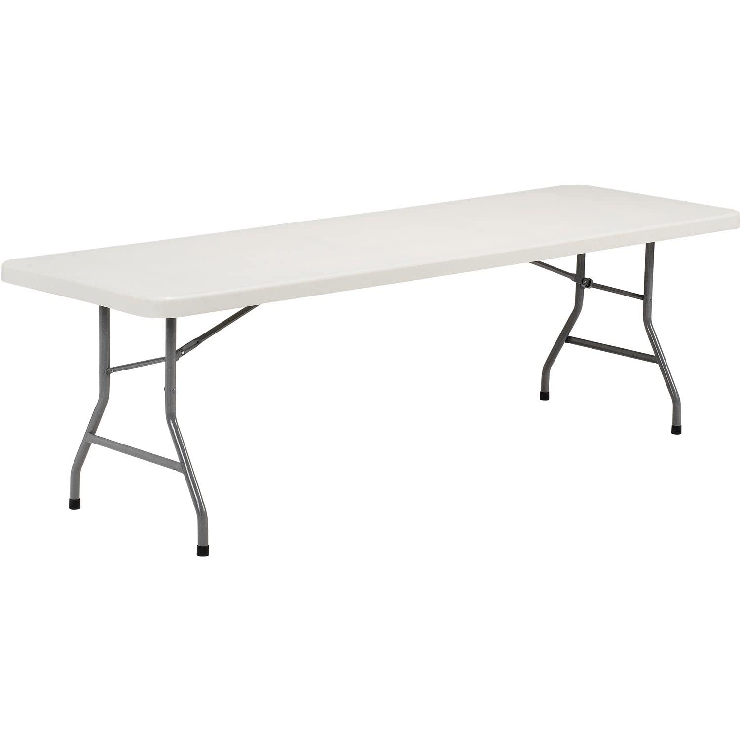 8 Foot Plastic Folding Table - Heavy Duty Portable Workbench for Office, Party, Camping & Outdoor Events - Global Industrial Commercial Grade Utility Table