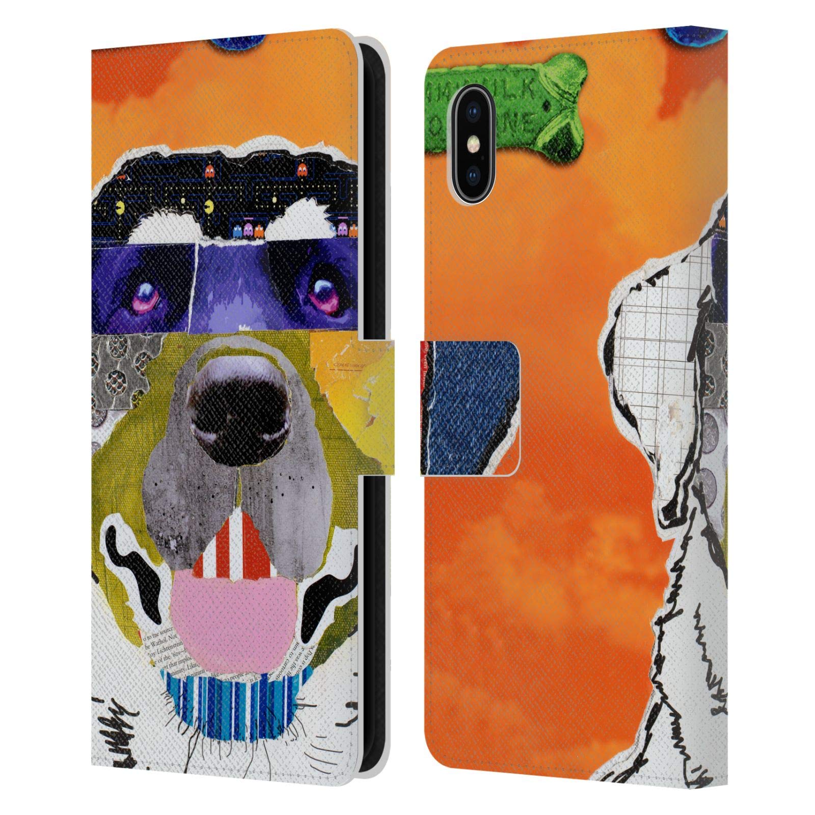 Head Case Designs Michel Keck Labrador Dogs 3 Leather Book Wallet Case Cover for Apple iPhone Xs Max | Stylish Protection for Everyday Use