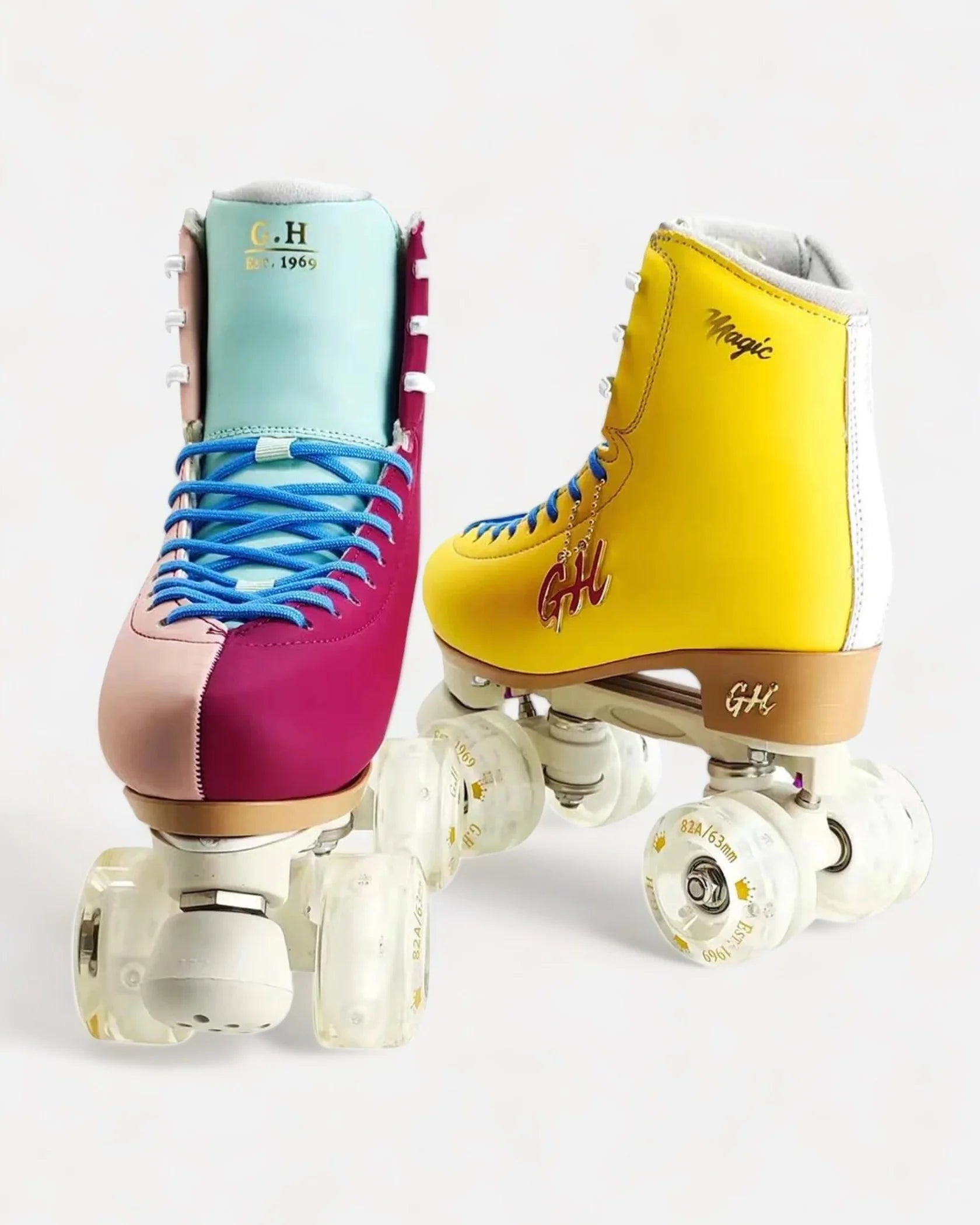 GH Street Magic Quad Roller Skates - Color Jam Style for Adults & Teens - Perfect for Outdoor Skating, Rink Roller Derby & Retro Disco Parties