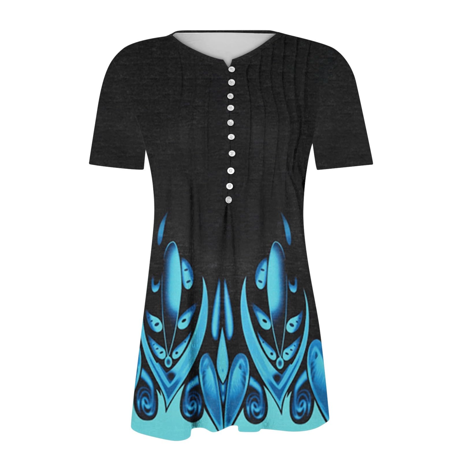 Women's Floral Boho Blouse - Short Sleeve V-Neck Button Down Top for Casual & Dressy Summer Outfits | Perfect for Date Nights, Office Wear & Vacation Outfits