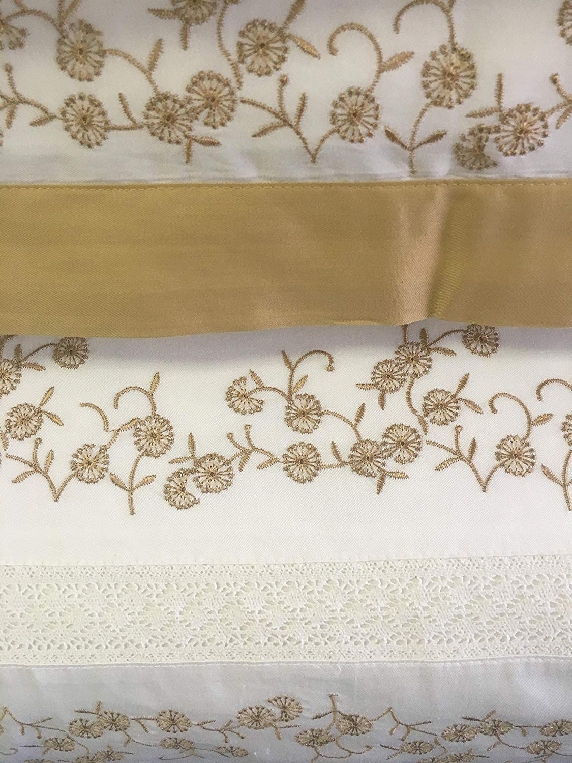 Luxury Royal Hotel Bedding Gold & White Amalia 4-Piece King/Cal-King Embroidered Comforter Set - 100% Premium Cotton, 300 Thread Count - Perfect for Master Bedroom, Guest Room & Luxury Hotel Decor