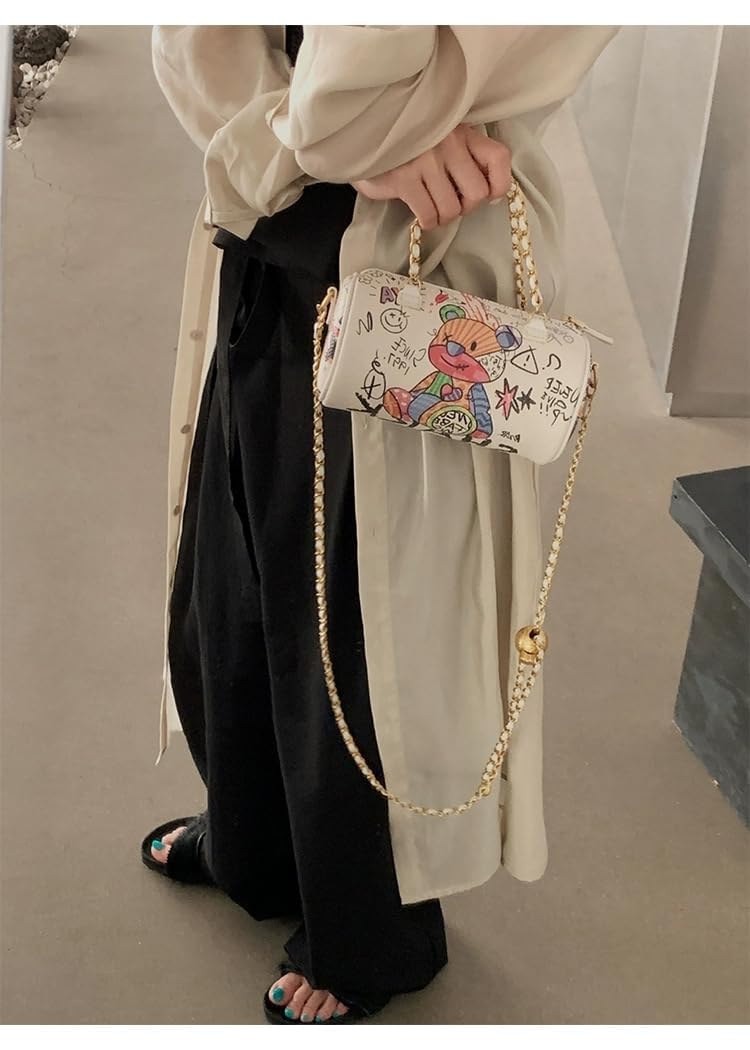 Trendy Graffiti Crossbody Bag for Women - Fashionable Mini Shoulder Purse with Phone Wallet & Chain Strap - Perfect for Daily Use, Travel, and Parties