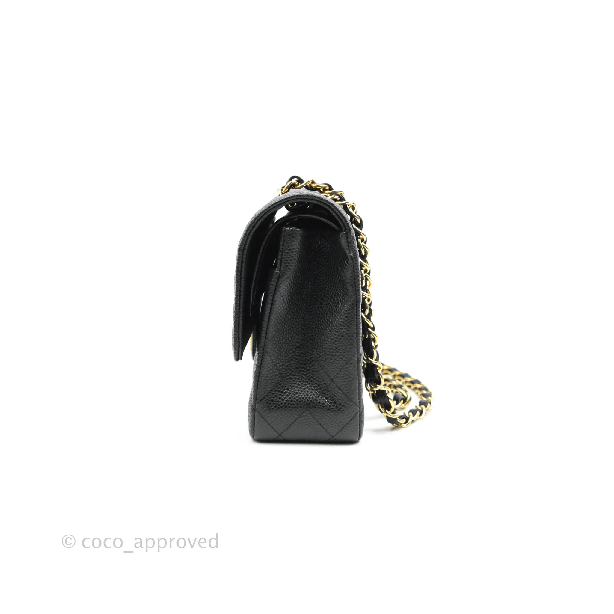 Chanel Classic Medium Double Flap Bag Black Caviar Leather with Gold Hardware - Luxury Designer Handbag for Women, Perfect for Work, Parties & Special Occasions