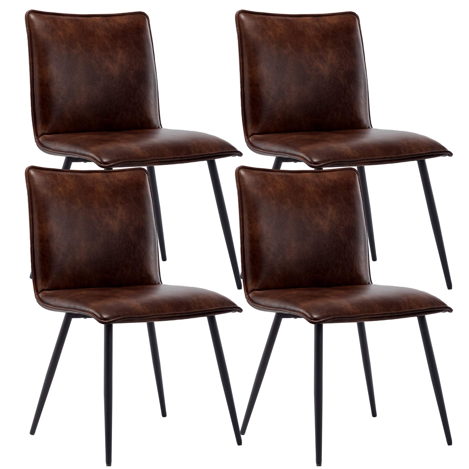 Duhome 4-Piece PU Leather Dining Chairs Set - Dark Brown Kitchen & Living Room Side Chairs for Home, Restaurant & Office Use