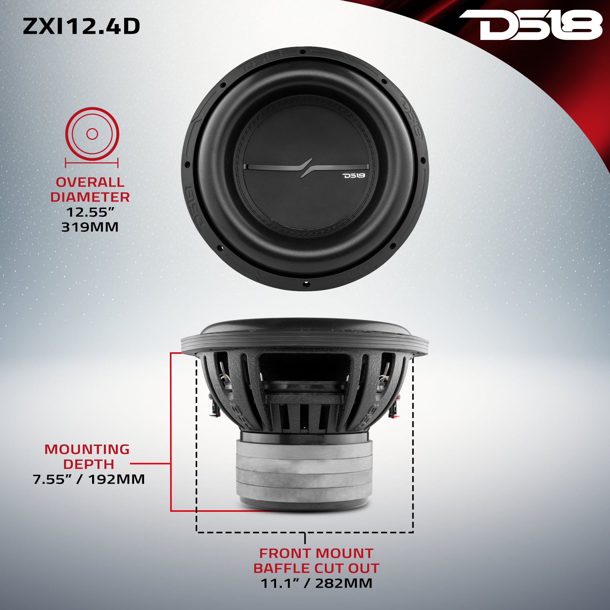 DS18 ZXI12.4DRCK 12-Inch Subwoofer Recone Kit for ZXI12.4D - Repair & Upgrade Your Car Audio System for Powerful Bass Performance