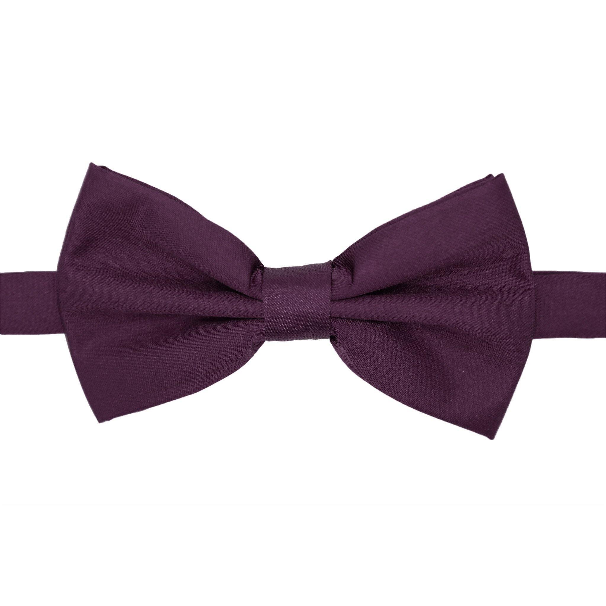 Elegant GIA Dark Purple Satin Adjustable Bow Tie for Men - Perfect for Weddings, Prom, Formal Events & Special Occasions