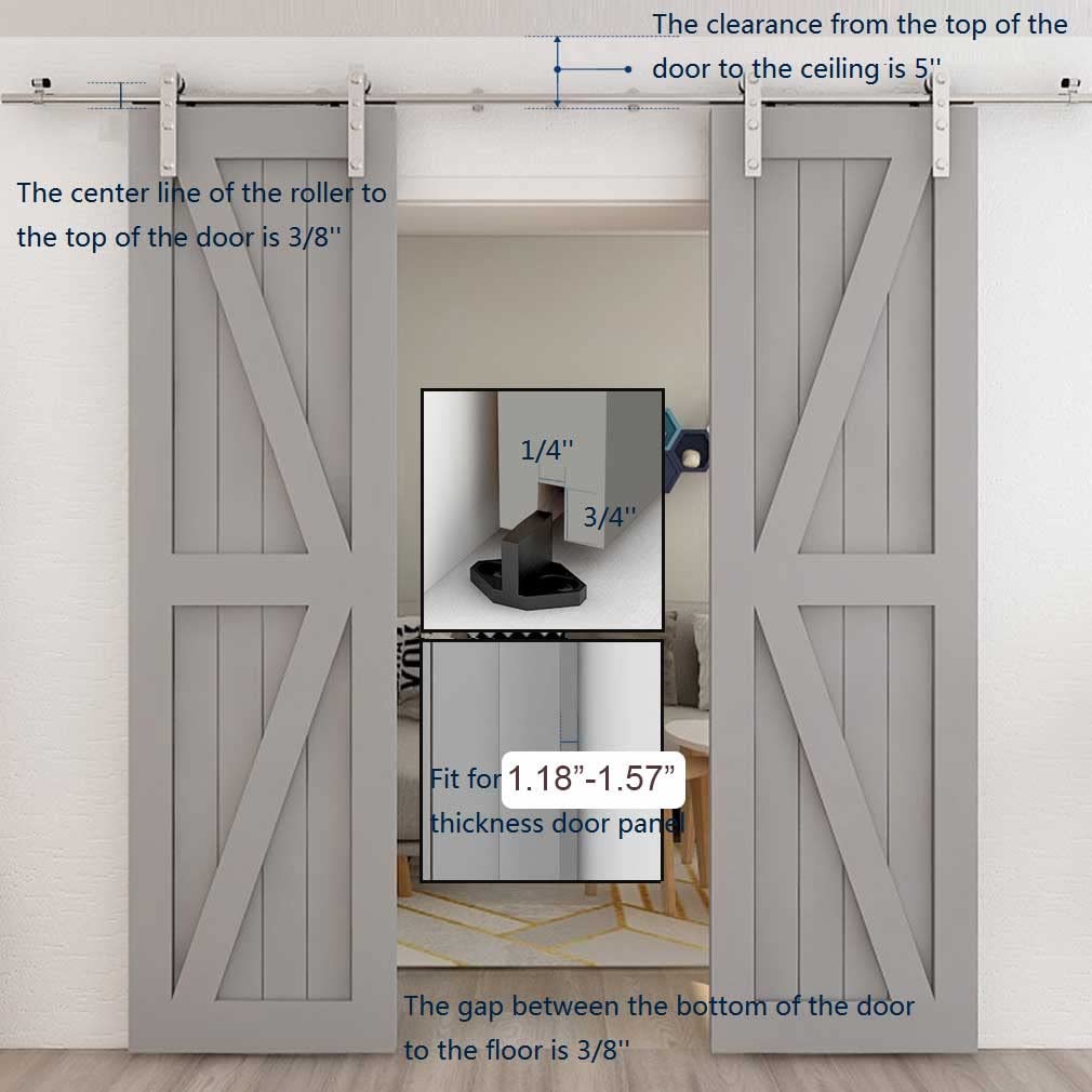 9.3FT Heavy Duty Stainless Steel Sliding Door Hardware Kit - Smooth Wooden Barn Door Track System for 28
