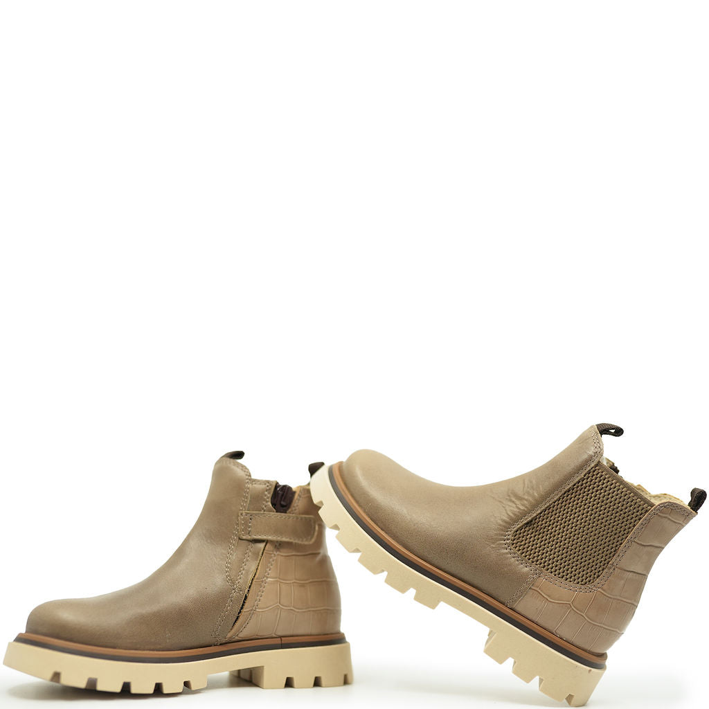 Beberlis Women's Two-Tone Elastic Slip-On Booties - Comfortable Casual & Dress Ankle Boots for Work, Travel, and Everyday Wear