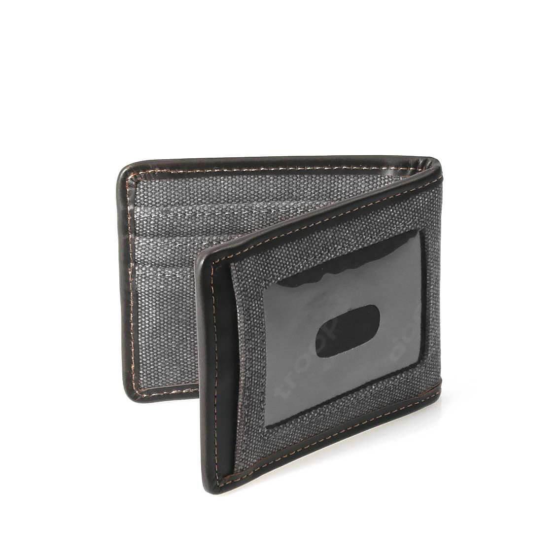 TRP0400 Troop London Men's Bi-Fold Canvas Wallet - Slim RFID Blocking Leather Wallet for Everyday Use & Travel