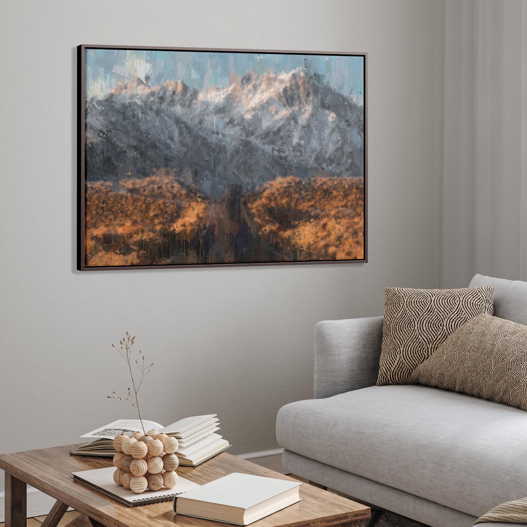 Rocky Mountains Landscape Art - Framed Canvas Wall Decor for Living Room, Bedroom & Office | Premium Hand-Painted Scenic Nature Painting