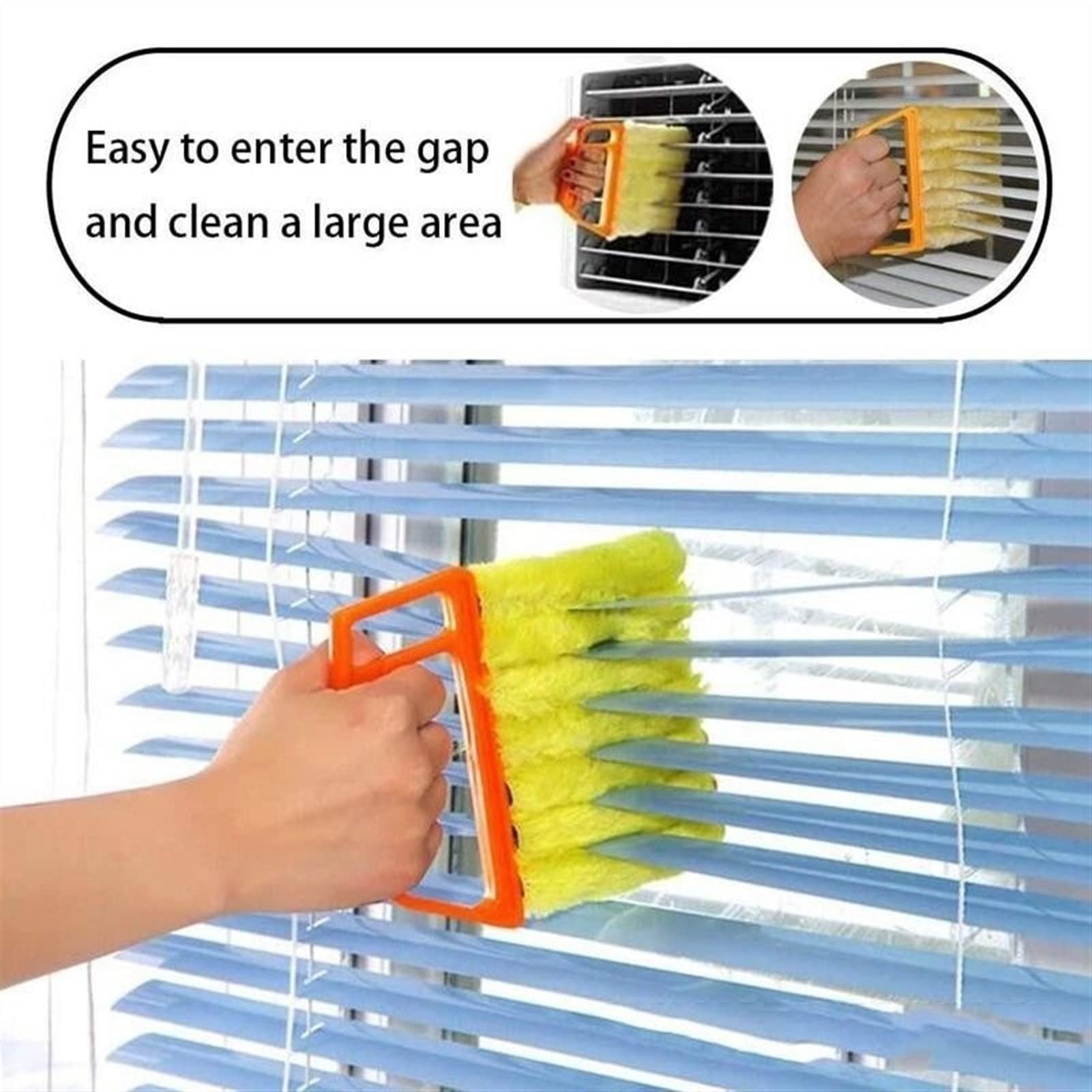 7-Toothed Shutter Cleaner Brush - Washable Microfiber Dust Remover for Blinds, AC & Car Vents