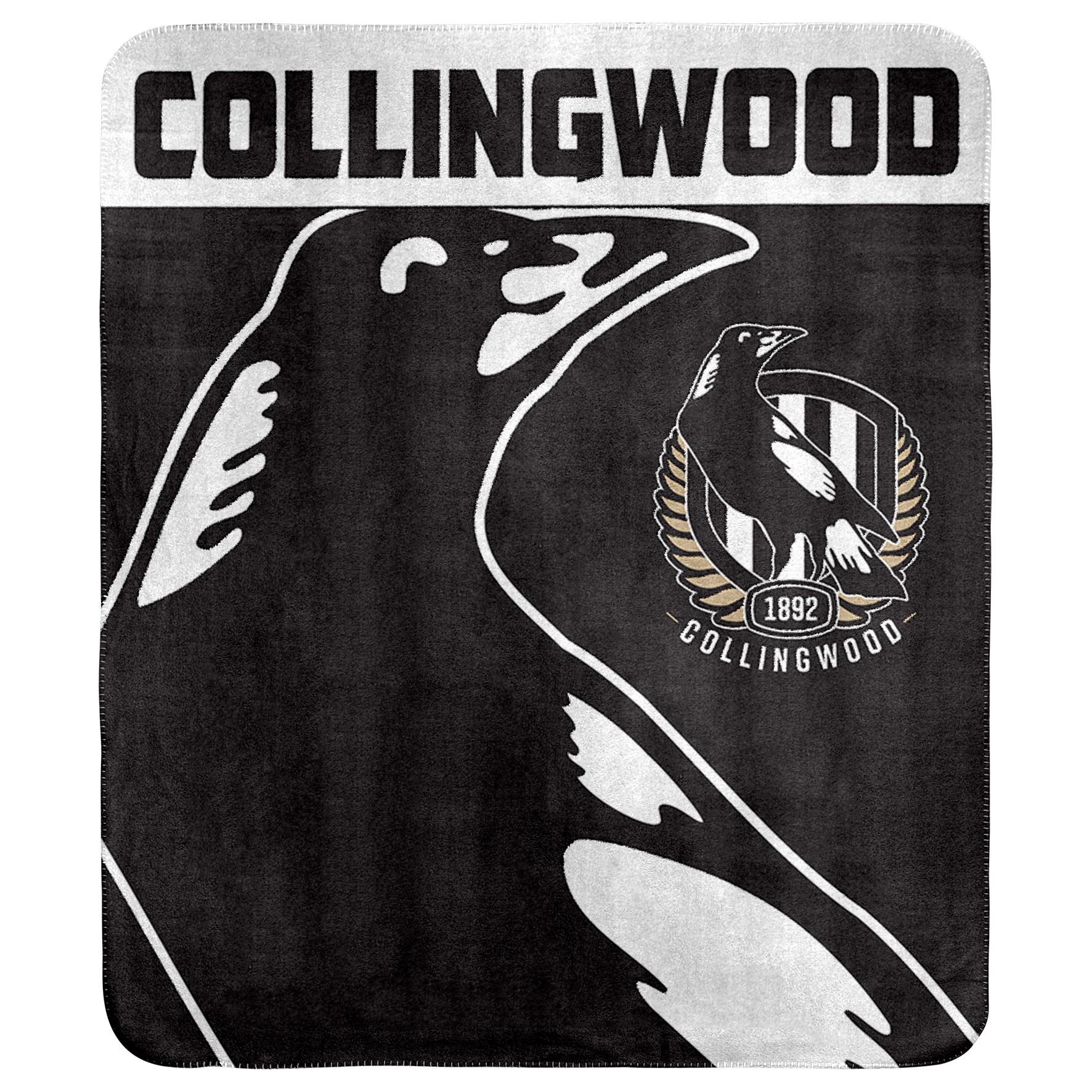 Collingwood Magpies AFL Polar Fleece Blanket - Soft Warm Throw Rug for Couch, Bed & Outdoor Use - Official Team Merchandise