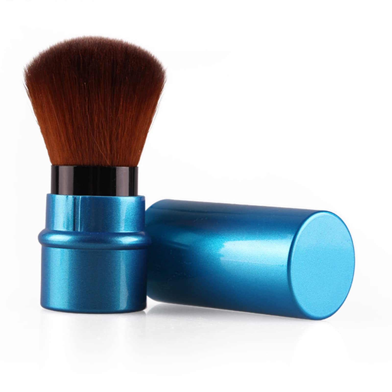 Square Retractable Blush Brush - Portable Mini Foundation Powder Brush with Super Soft Synthetic Fiber Bristles | Travel-Friendly Makeup Brush for On-The-Go Touch Ups | Perfect for Blush, Powder & Liquid Foundation Application
