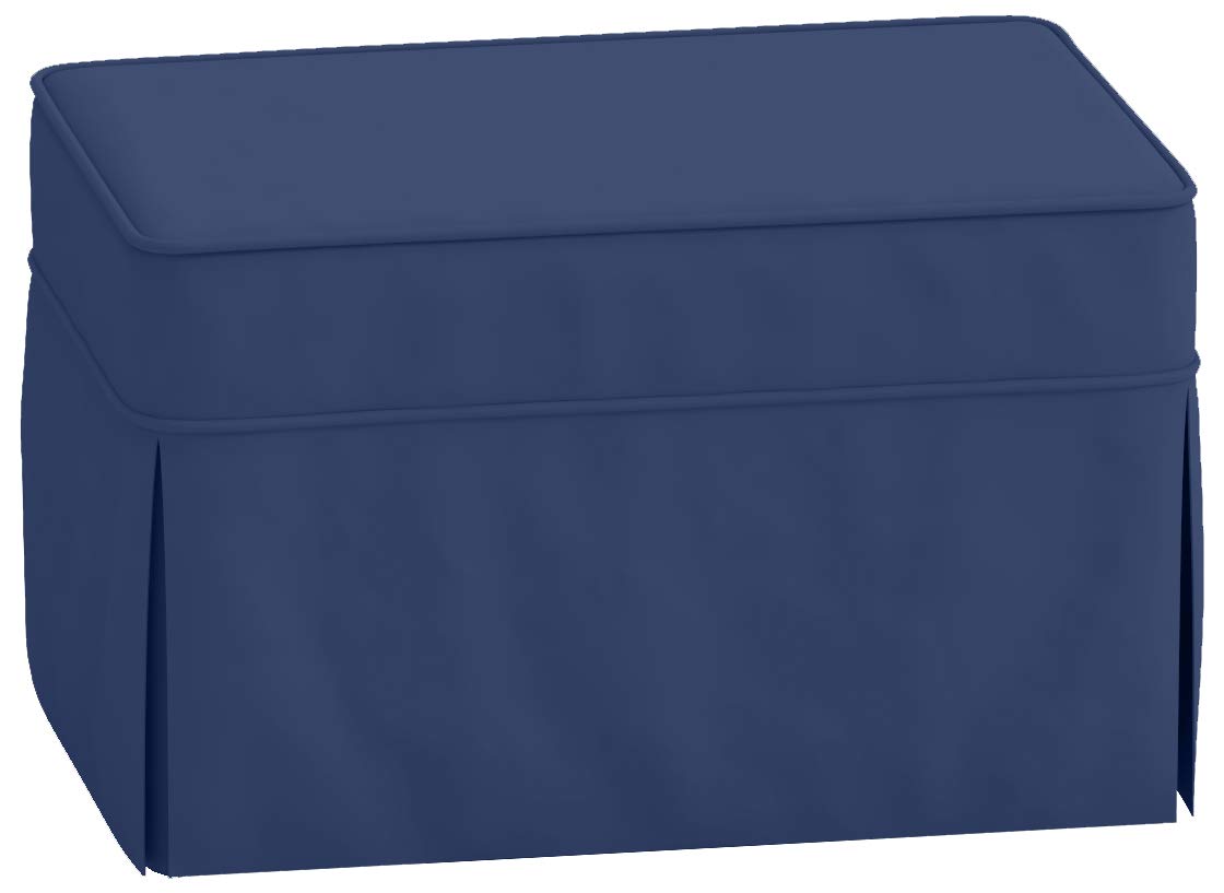 Pottery Barn PB Basic Ottoman Slipcover - Dense Cotton Replacement Cover for Sofa Footstool (Blue) | Perfect for Living Room Decor, Home Styling & Furniture Protection