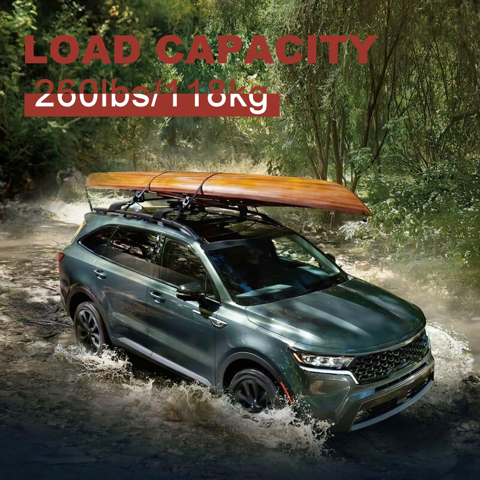 Lockable 260LBS Capacity Aluminum Roof Rack Cross Bars for Kia Sorento X-Line & X-Pro 2021-2025 (Fits Raised Side Rails) - Heavy Duty Rooftop Cargo Carrier for Camping, Road Trips & Outdoor Adventures