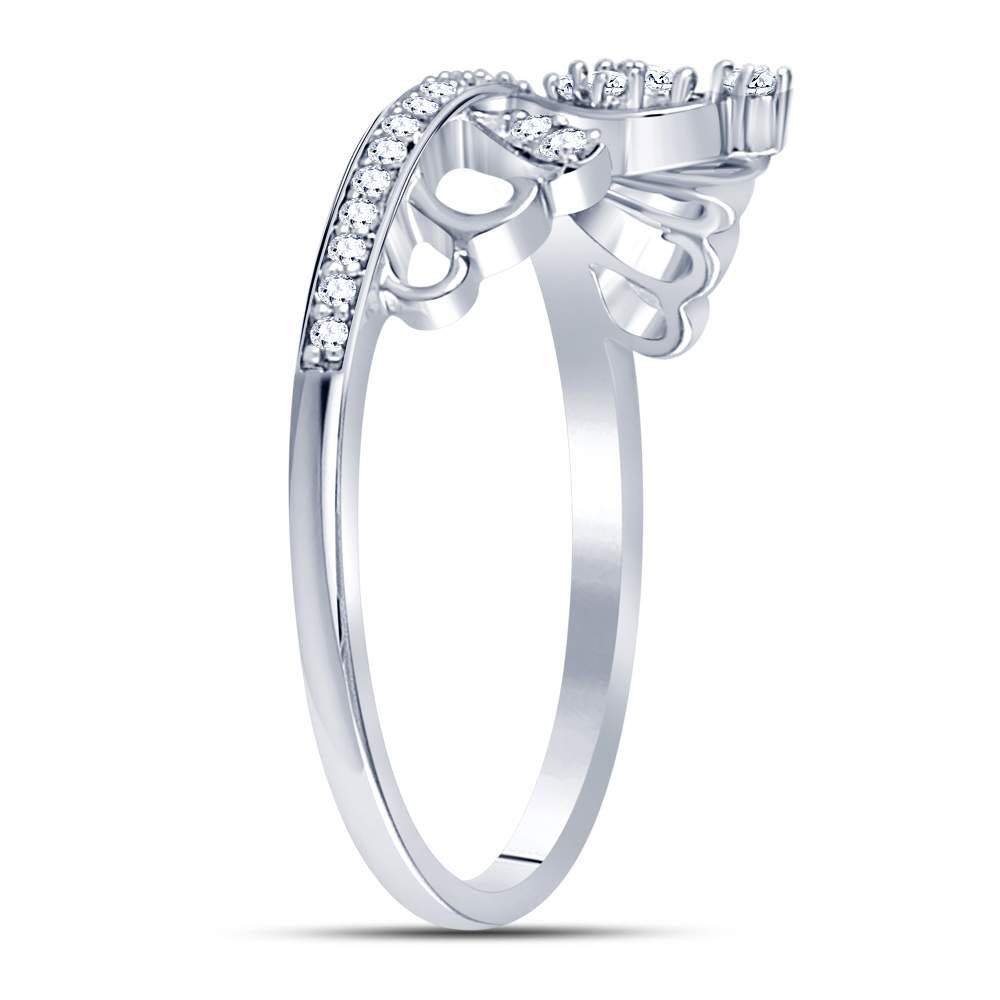Sterling Silver Women's Round Diamond Crown Tiara Heart Ring - 1/6 CTTW - Perfect for Weddings, Prom, Anniversary Gifts & Special Occasions