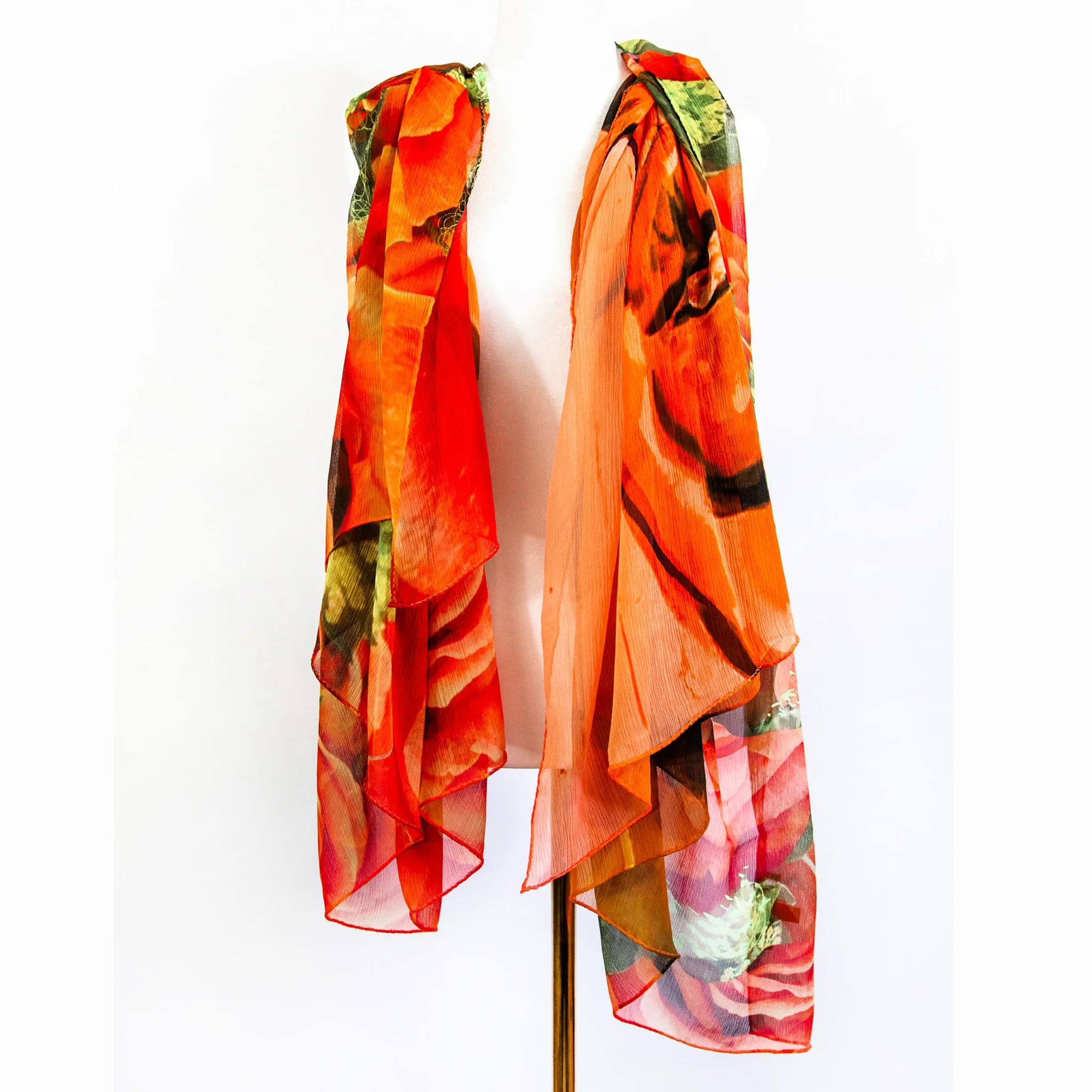 Camila NYC Orange Crinkle Silk Scarf - Elegant Fashion Accessory for Women, Perfect for Parties, Weddings & Everyday Wear
