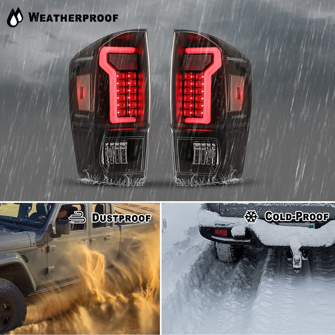 Nixon Offroad LED Tail Lights for 2016-2022 Toyota Tacoma - Clear Smoke Replacement Assembly with Turn Signal, Brake & Running Lights (Driver & Passenger Side) - Perfect for Off-Roading, Night Driving & Truck Customization