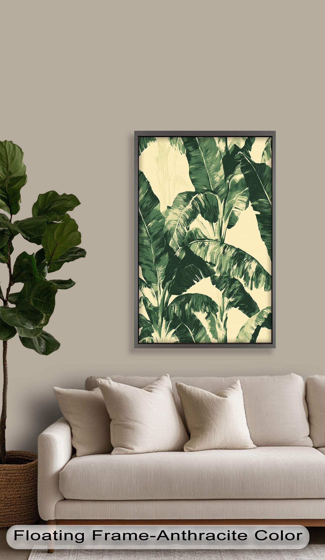 Banana Leaf Botanical Art - Framed Oil Painting for Home & Office Decor | Tropical Nature Wall Art | Perfect for Living Room, Bedroom, or Office