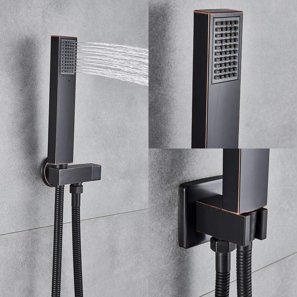 Black Bronze Bathtub Faucet Mixer with Hand Shower Sprayer - Long Spout Bathroom Faucet for Hot & Cold Water - Perfect for Modern Bathrooms & Spa-Like Showers