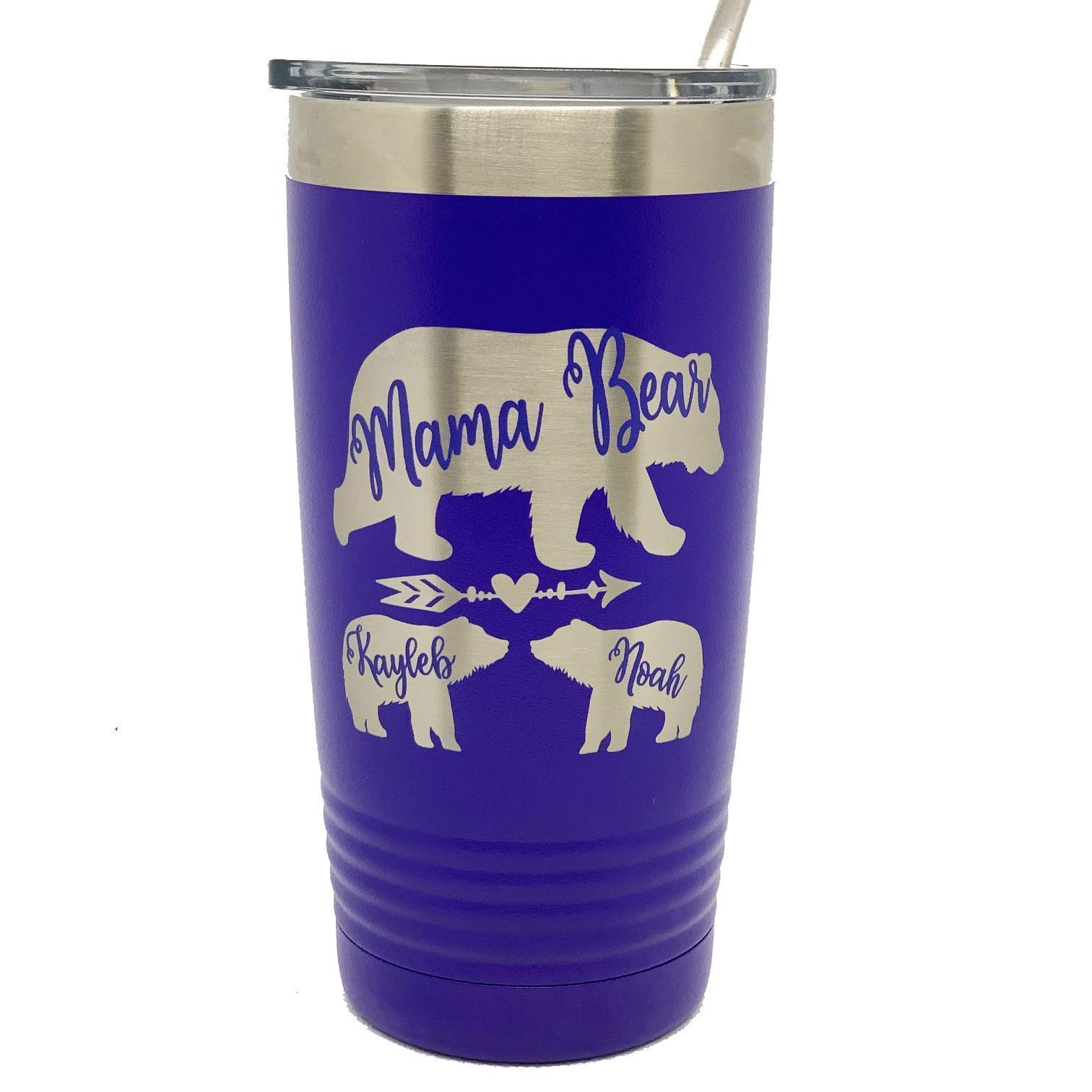 Personalized Mama Bear Tumbler with Cubs Design - 20oz & 30oz Engraved Stainless Steel Travel Mug for Coffee, Tea & Cold Drinks - Perfect Gift for Moms, Outdoor Adventures & Office Use