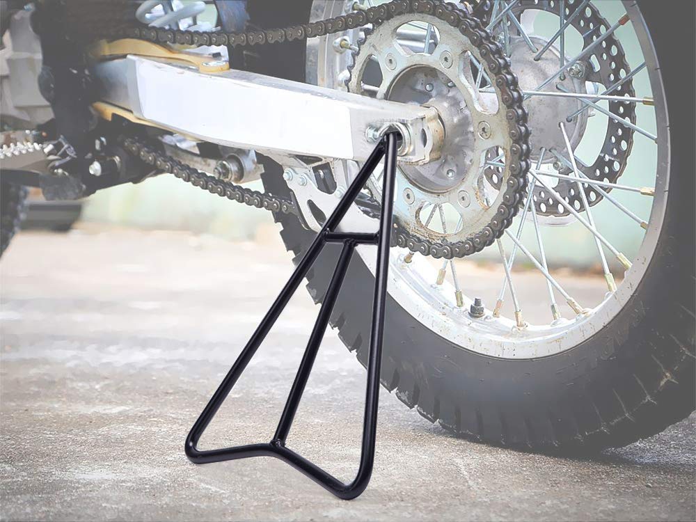 Eapele Heavy Duty Triangle Stand for Dirt Bike - Universal Steel Motorcycle Stand for 80-500cc Supermoto, Motocross & Enduro Pit Bikes - Black - Perfect for Garage Storage, Track Maintenance & Off-Road Riding
