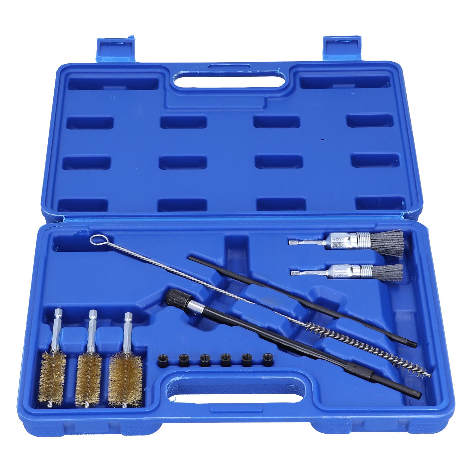 14PCS Fuel Nozzle Cleaning Tool Kit - Professional Injector Nozzle Sealing Seat Cleaner Set with Shaft Plugs & Nylon Brushes - Perfect for Diesel & Gas Engine Maintenance (Ideal for Mechanics & DIY Car Repair)
