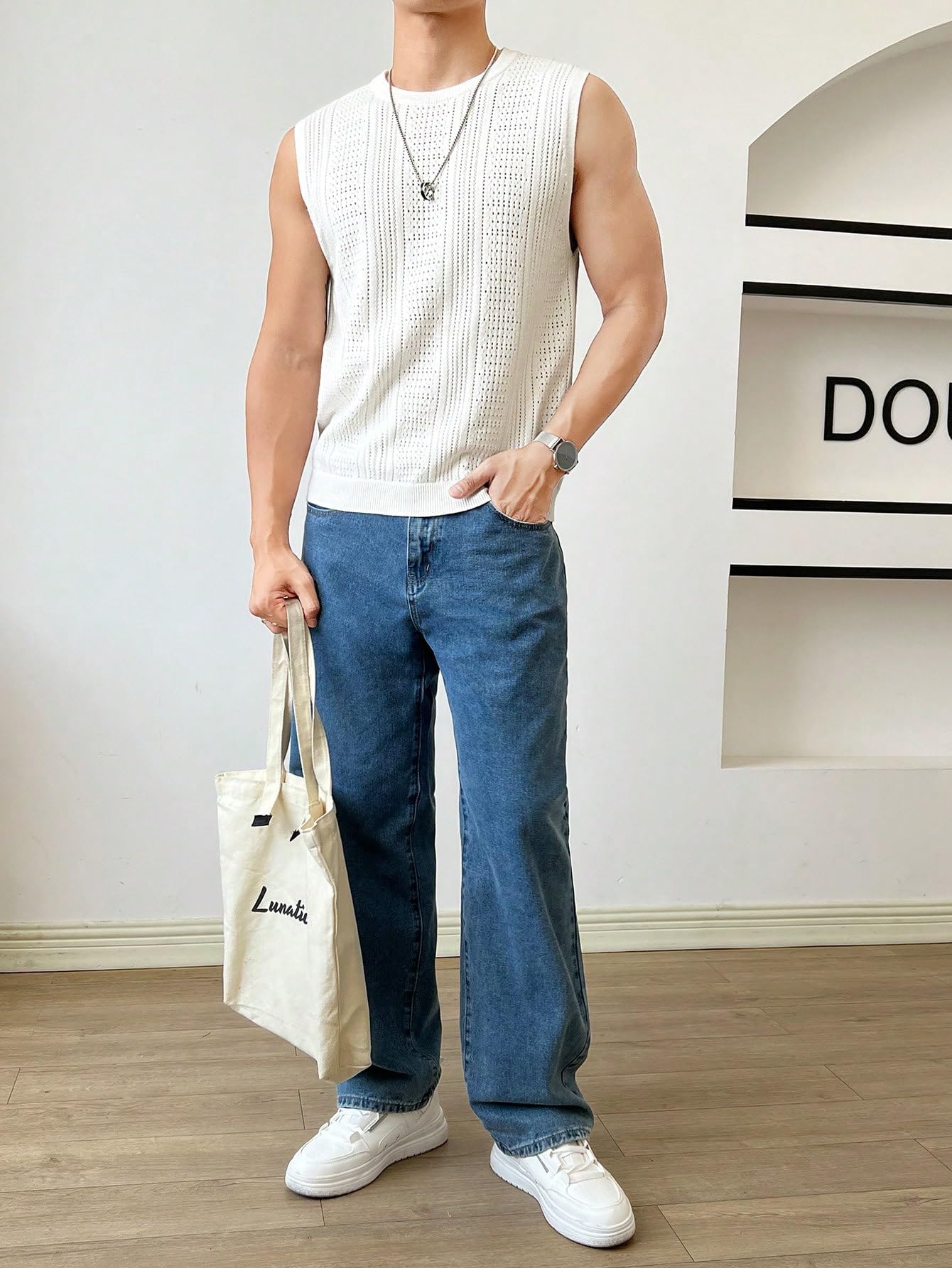 Verdusa Men's Sleeveless Round Neck Knit Tank Top - Breathable Casual Sweater Vest for Summer, Gym, and Outdoor Activities
