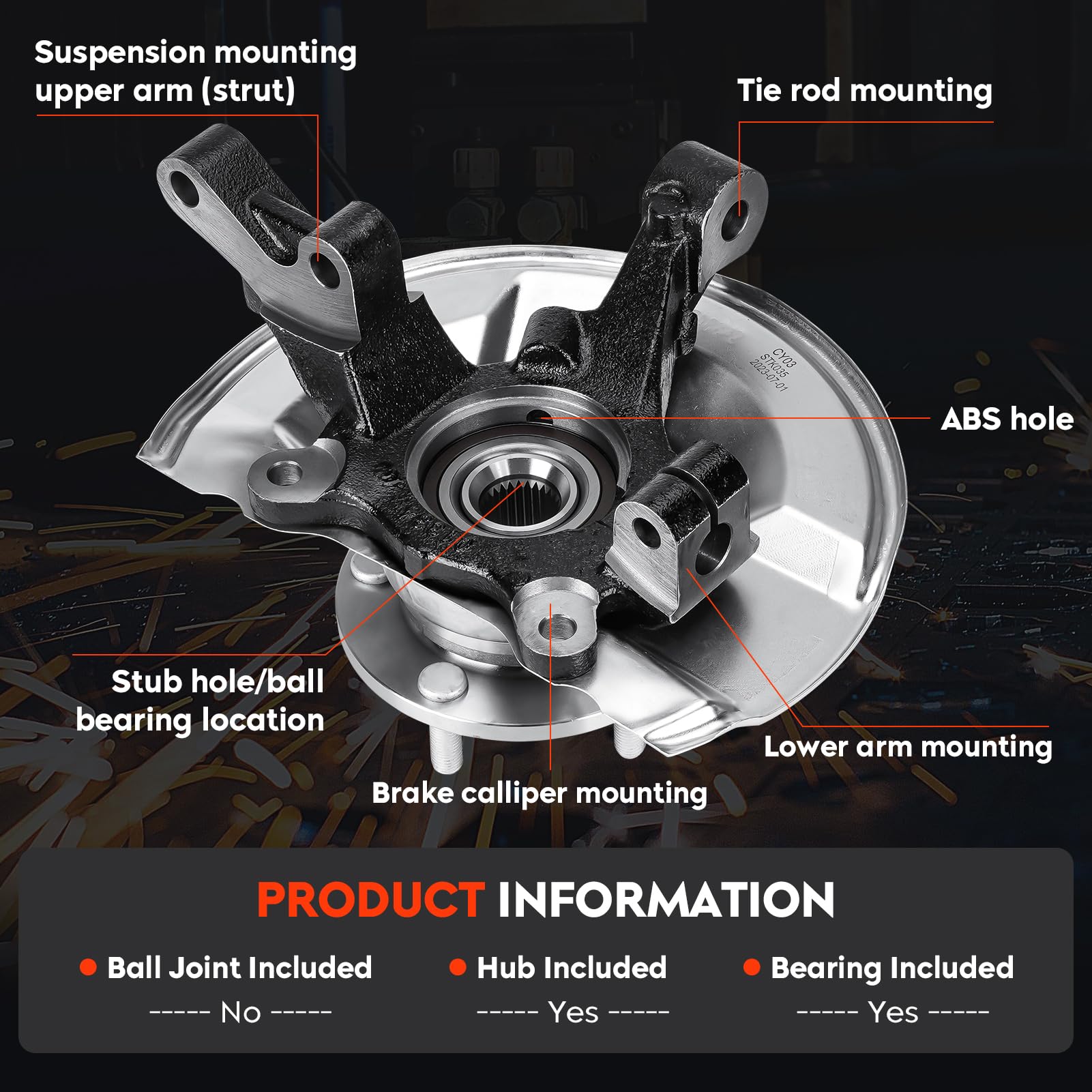 Front Steering Knuckle & Wheel Bearing Hub Assembly for Dodge Caliber 2007-2012, Jeep Compass 2007-2017, Patriot 2007-2017 - Right Passenger Side - Replaces Part Numbers 698-410, 698410, 510090, FW93 - Perfect for Off-Roading, Daily Commuting & Vehicle Maintenance