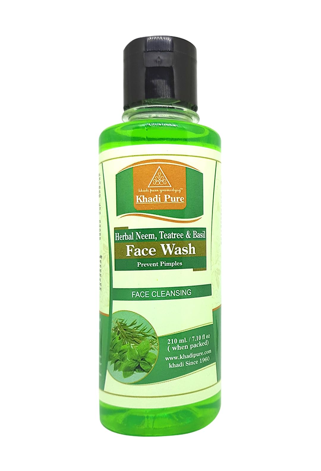 Khadi Pure Herbal Neem, Tea Tree & Basil Face Wash for Acne & Oily Skin - 125ml | Natural Cleanser for Clear Complexion | Perfect for Daily Skincare Routine & Travel