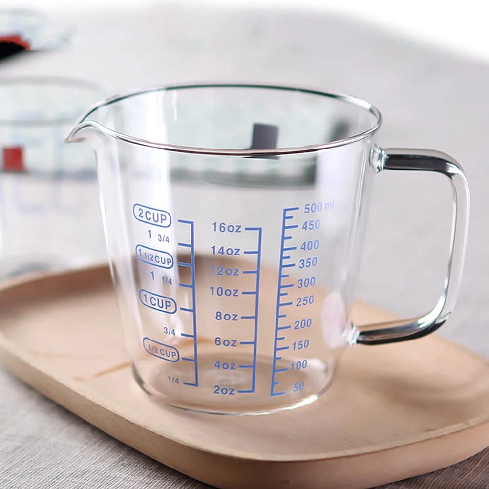 250ml & 500ml Heat-Resistant Glass Measuring Cup with Spout - Microwave & Oven Safe Liquid Measuring Jug for Baking, Cooking, Coffee & Lab Use