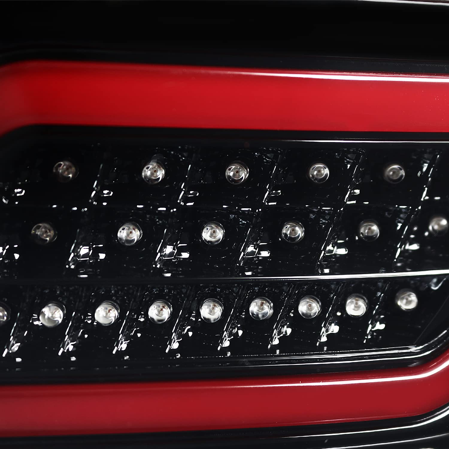 Spec-D Tuning Jet Black Housing Red LED Bar Tail Lights for 2006-2011 Mercedes-Benz W164 ML-Class - Left & Right Pair Assembly | Enhanced Night Visibility & Style Upgrade for SUV