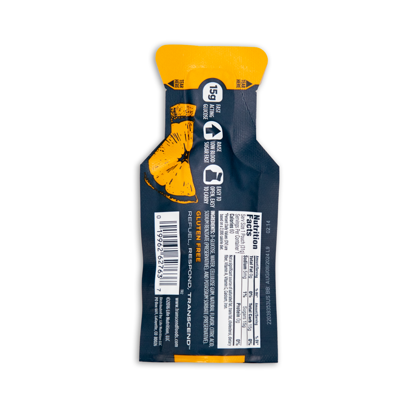 Transcend Glucose Energy Gel - Fast-Acting Sugar Boost for Athletes & Diabetics - Ideal for Running, Cycling & Low Blood Sugar Emergencies